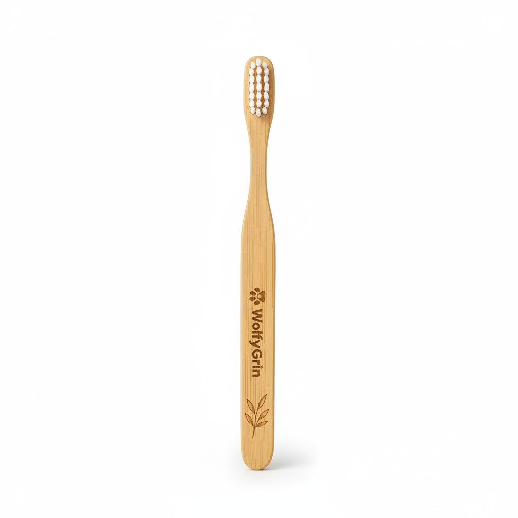 WolfyGrin Eco Dog Toothbrush bamboo product shot on white background